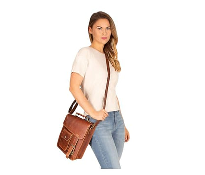 leather messenger bag laptop case office briefcase gift for men computer distressed shoulder bag - style: 11 Inches