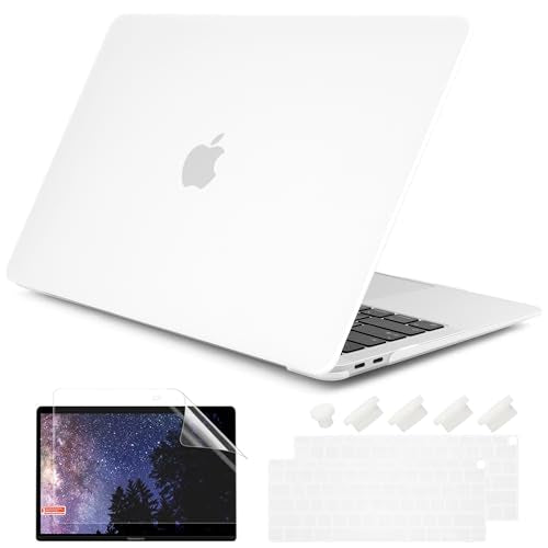 DONGKE Compatible with MacBook Air 13 inch Case 2021 2020 2019 2018 Release Model: M1 A2337 A2179 A1932, Matte Hard Case Cover for MacBook Air 13 inch with Retina Display Fits Touch ID - Transparent - color: Transparent