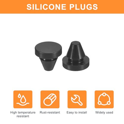 UXCELL 25pc Silicone Round Snap-in Locking Plugs for 6-7mm Holes, Waterproof Hole Stoppers for Metal Tube & Furniture End Caps, Black - size: 6-7mm