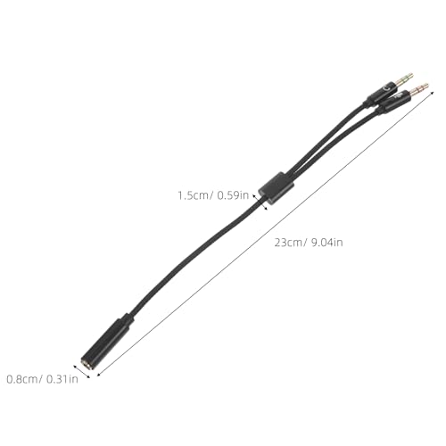 NUOBESTY 5pcs 3.5mm Headset and Mic Splitter Adapter Cable for PC Laptop, Separate Microphone and Audio Y-Cable Compatible with Gaming Headsets and Classroom Use, Black