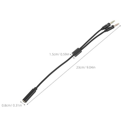 NUOBESTY 5pcs 3.5mm Headset and Mic Splitter Adapter Cable for PC Laptop, Separate Microphone and Audio Y-Cable Compatible with Gaming Headsets and Classroom Use, Black