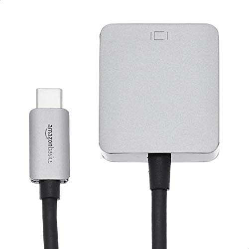 Amazon Basics USB-C to VGA Adapter, Aluminum Shell, Thunderbolt 3 Compatible, Plug-n-Play, 1080P, Gray, 1.65 x 1.38 x 0.63in - size: 1.65*1.38*0.63in