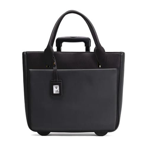 FRANCINE Women's Roller Laptop Tote Bag 17 Inch – Rolling Laptop Tote for Women, Laptop Roller Bag with Trolley Handle (Black) - color: Black