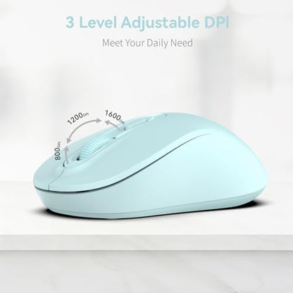 Wireless Mouse, 2026 New Model, Silent Click Ergonomic Design, Portable, 4 Buttons, Adjustable DPI (800/1200/1600), for Laptop/PC/Office (Blue) - color: blue