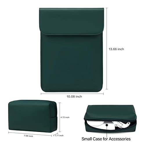 MOSISO Laptop Case 13.3 inch, 13-13.3 inch Laptop Sleeve Compatible with MacBook Neo 13 A18 Pro A3404 /Air 13/Pro 13/Pro 14 M5 M4 M3 M2 M1, Faux Suede Leather Case with Small Bag, Peacock Green - color: Peacock Green