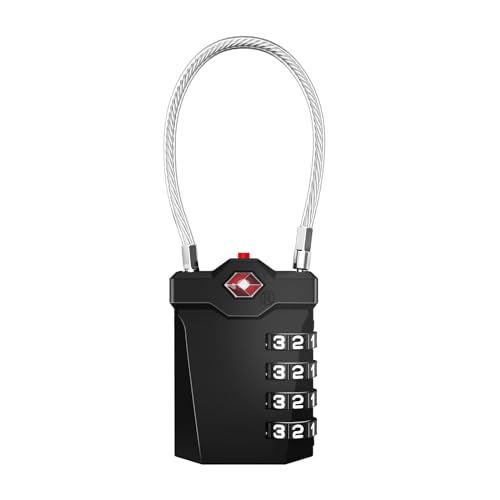 ZHEGE TSA Approved Luggage Lock, Travel Lock, 5.5in Flexible Cable (Black) | 10,000 Combination Options, Easy to Use, Secure & Solid, Suitable for Suitcase, Backpack, Briefcase - color: 1p Black