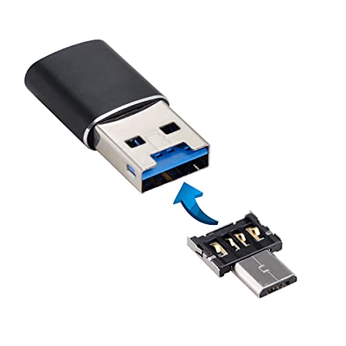 cablecc USB 3.0 to Micro SD SDXC TF Card Reader with Micro USB 5pin OTG Adapter for Tablet/Cell Phone… - color: Black USB3.0-TF +OTG