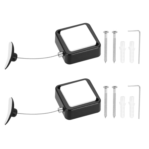 PATIKIL Retractable Remote Control Cable Tether (3.3ft /1M, Black)(2 Set) Remote Control Security Lanyard Lock Adjustable Locking Leash with Plastic Cap and Screws, Suit for - TVs/Tablets - color: Black, size: 3.3 ft