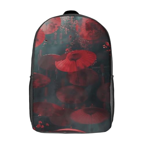 Laptop Backpack Lightweight Computer Bag Casual Daypack Red Style Umbrella Travel Backpacks for Women Men