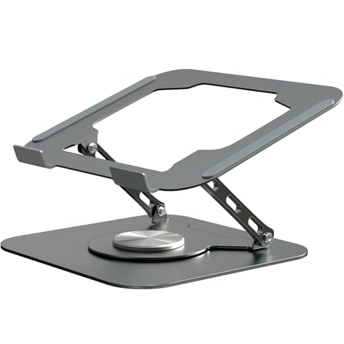 Adjustable Laptop Stand for Desk, Laptop Riser with 360 Rotating Base, Ergonomic Laptop Holder for Desk, Foldable Portable for Office & Home Compatible with MacBook Air Pro, Dell, HP (10-17.3'')
