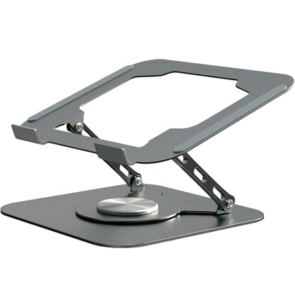 Adjustable Laptop Stand for Desk, Laptop Riser with 360 Rotating Base, Ergonomic Laptop Holder for Desk, Foldable Portable for Office & Home Compatible with MacBook Air Pro, Dell, HP (10-17.3'')