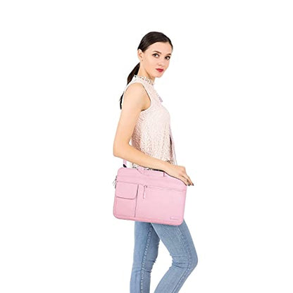 MOSISO Laptop Shoulder Bag Compatible with MacBook Pro 16 inch M5 M4 M3 M2 M1 2026-2019/Pro 15 A1398, HP Acer Dell Lenovo ASUS Notebook,Polyester Flapover Briefcase Sleeve Case, Pink - color: Pink, size: 16 inch