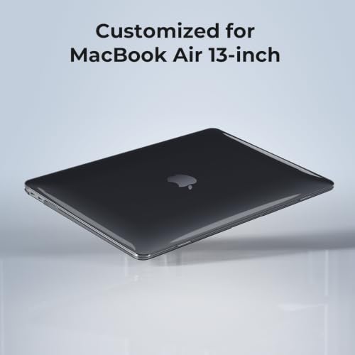 EooCoo Case for MacBook Air 13 inch M1 2020-2018, Crystal Black | Crystal Hard Shell Scratch Resistant Protective Cover, Lightweight, Ultra Thin and Transparent, Easy Snap-On - color: Crystal Black, size: Air 13.3-inch