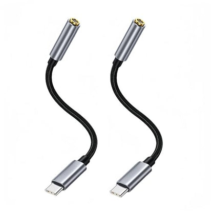 USB C to 3.5mm Headphone Jack Adapter for Samsung Galaxy A16 A17 A35 A37 A56 5G S23 S24 S25 S26 Ultra, Google Pixel 10a/Pro 9a 8, Motorola razr, iPhone, iPad Air, iPad Pro, 2 Pack