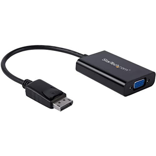 StarTech DisplayPort to VGA Adapter with Audio, 1080p, Dongle (DP2VGAA) | 1920 x 1200, DP to VGA Converter, Audio Output, Compact, Lightweight, High-Definition Video, Portable