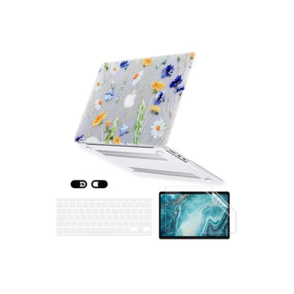 Case for MacBook Air 13 inch A1466 A1369 2010-2017 Release, 5 in 1 Matte Clear Hard Shell&Keyboard Cover&Screen Protector&Webcam Cover Compatible with Older Version Mac Air 13.3 inch - Floral - color: Z Blue Yellow