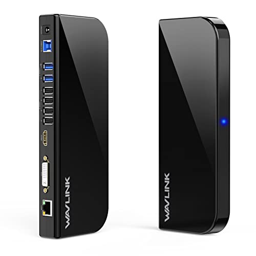 WAVLINK USB Laptop Docking Station Dual Monitors, DisplayLink Laptop Dock for M1-M5 Mac/MacBook Neo, Windows, ChromeOS(HDMI & HDMI/DVI, 6xUSB Ports, LAN, Audio) - color: Black