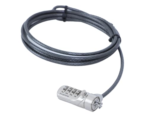 Laptop Security Cable Lock, 4-Digit Combination, 6.6ft Steel Cable, Kensington T-Bar Compatible