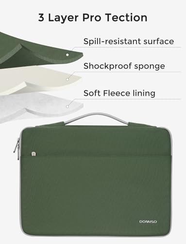 DOMISO 15.6 inch Laptop Case Sleeve Protective Cover Compatible with 16 inch MacBook Pro M4 M3 M2/Pro Max,15.6-16 inch HP Dell ASUS Lenovo Chromebook,Waterproof Computer Cases Bag,Avocado Green - color: Avocado Green, size: 15.6"