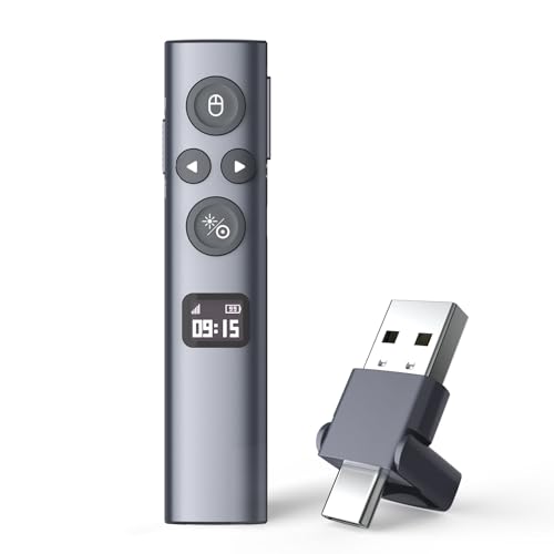 Norwii N95s BLE Presentation Clicker with Digital Pointer for PowerPoint Presentation on TV Screen and USB Receiver of Norwii Presentation Clicker, USB Dongle