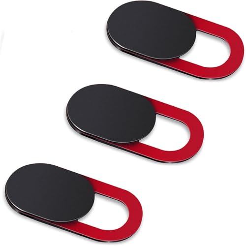 JOBOJO 7-Piece Camera Cover, Webcam Cover Slide, Ultra-Thin, Red, Compatible with Laptop, Tablet, Cellphone, Desktop, Camera (3-Pack)