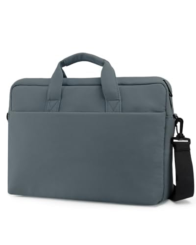Laptop Messenger Bag with Zippers, Padded Protection, Adjustable Shoulder Strap - color: Grey