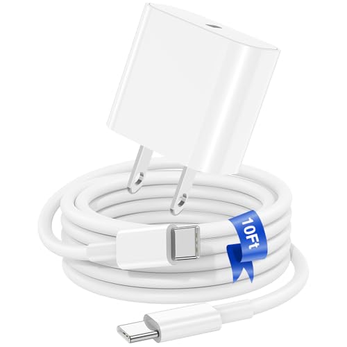 iPhone 17 16 15 Fast Charger Block and 10ft Type C to C Cable Cord Long, 20W USB C Charging Plug for Apple iPhone 17 Pro Max/17 Air/16 Pro Max/16/15 Pro/15 Plus/iPad Mini,Wall Power Adapter Cube Brick - color: White, size: 10 Feet