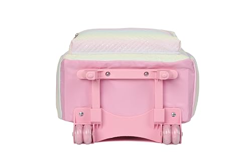 Rolling Backpack with Wheels School Trolley Laptop Bag with Lunch Box 3pc Set for women (PU PINK) - color: Pu Pink