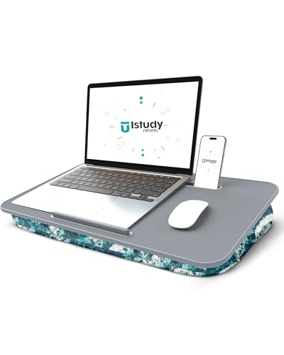 Lap Desk – Laptop Lap Desk with Cushion for Bed, Couch or Floor, Fits up to 17" Laptop, Built-in Slot, Non-Slip PVC Leather Top, Portable & Lightweight – Home Office, Istudyniture (Large, Waves) - color: Waves