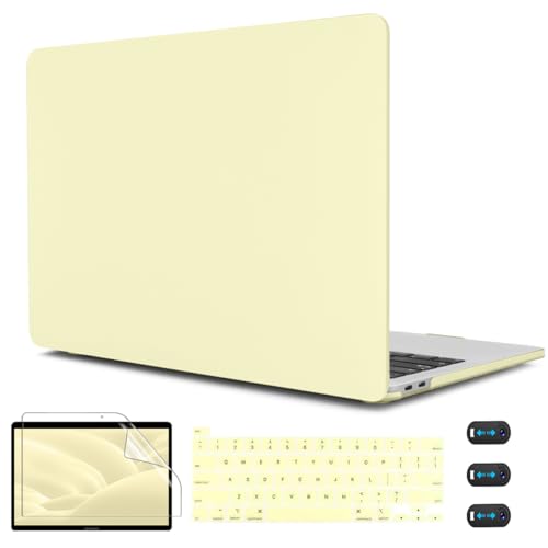 CISSOOK Matte Yellow Case for MacBook Pro 13 Inch 2022 2021 2020 Release M2 A2338 M1 A2251 A2289 Model, Hard Shell Case with Keyboard Cover & Screen Protector for Pro 13.3" Touch Bar, M2 Mellow Yellow - color: Mellow Yellow