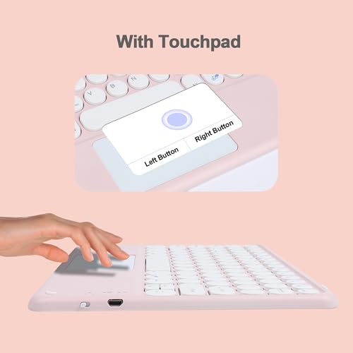 Thanice Wireless Keyboard with Touchpad, Ultra-Slim Portable Rechargeable Bluetooth Keyboard, Trackpad for iPad/iPad Pro and Other iOS Android Windows Devices (Pink) - color: pink