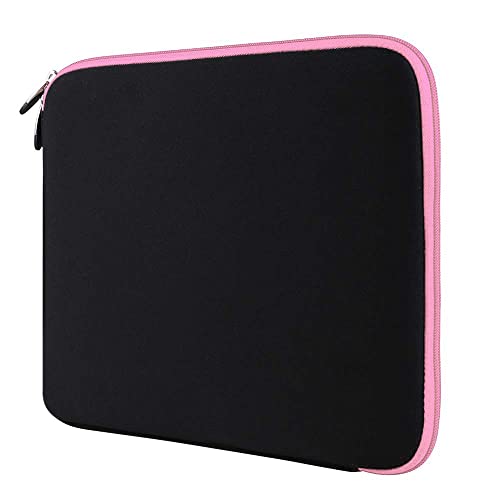 Neoprene Laptop Case | Lightweight Travel Protection | 13" Notebook Compatible Water Resistant Tech Sleeve (Baby Pink) - color: Black/baby Pink