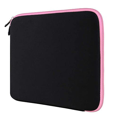 Neoprene Laptop Case | Lightweight Travel Protection | 13" Notebook Compatible Water Resistant Tech Sleeve (Baby Pink) - color: Black/baby Pink