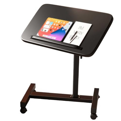 Hospital Bed Table On Wheels Adjustable Movable and Adjustable Bedside Table with Stopper Reversible C-Shaped Sofa Office Side Table for Living Room, Hospital(Black,60x40cm) - color: Black, size: 60x40cm