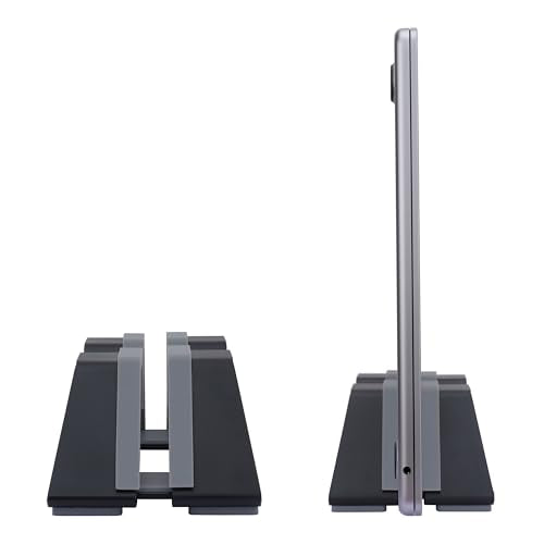 Adjustable Vertical Laptop Stand - Aluminum, Universal Fit for All Laptops (10-30mm Thickness) - Fashion Design, Adjustable Width, Anti-Slip & Scratch-Resistant, Patented Design - color: Black, size: 1 Slot (For 1 device)