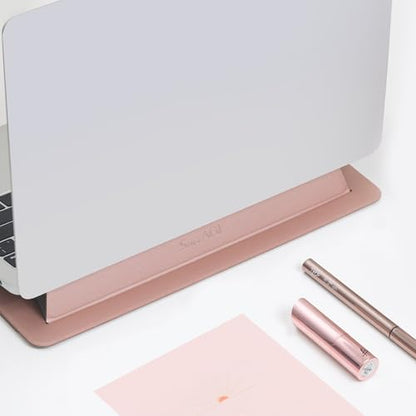 Laptop Stand for Desk, Office, Ergonomic Notebook Stand, Foldable & Portable Travel FlatStand, Lightweight, Anti-Slip, Compatible with MacBook Air, Pro, and Up to 15.4" Laptops (Dusky Rose) - color: Dusky Rose
