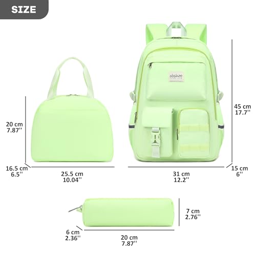 abshoo School Backpack for Girls Bookbag with Lunch Bag Teen Girls School Bag Travel Daypack (Greenyellow) - color: Greenyellow