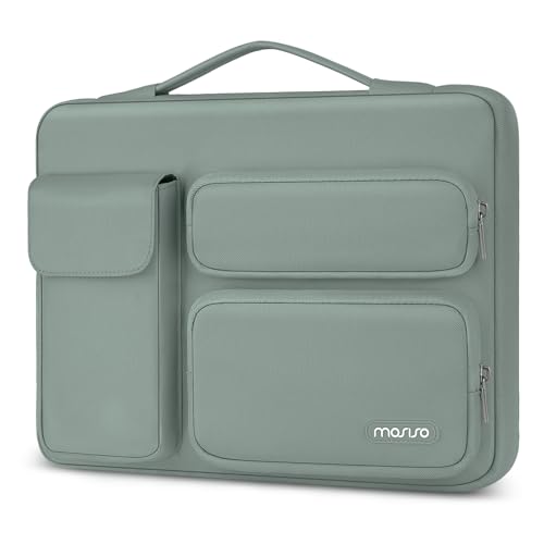 MOSISO 360 Protective Laptop Case 13.3 inch, 13-13.3 inch Laptop Sleeve Compatible with MacBook Air/Pro 13 / Pro 14, HP Dell ASUS Lenovo, Side Open Bag with 2 Raised&1 Flapover Pockets, Antique Green - color: Antique Green, size: 13.3 inch