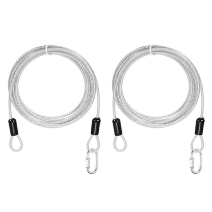PATIKIL Security Cable Lock (5/32" Dia 8.2ft, Clear)(2 Set) Vinyl Coated 304 Stainless Steel Double Loop Flexible Wire Rope Safety Cable with Quick Links Locking Connectors - color: Clear, size: 8.2ft x 5/32"
