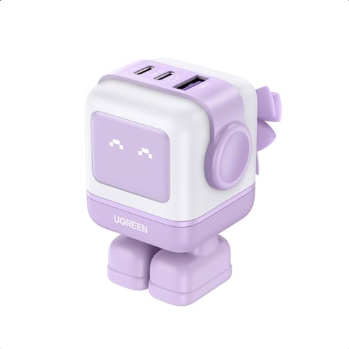 UGREEN Uno 65W USB C Charger Block, 3-Port GaN Fast Charging for iPhone 17, Galaxy S26, Gifts for Women with Bow, for MacBook Pro/Air/Neo, XPS, Galaxy S26/S25, Steam Deck, ROG Ally, Kawaii Purple - color: Purple