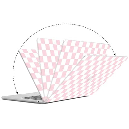 G JGOO Compatible with MacBook Air 15 inch Case 2026 2025 2024 2023 M5 A3448 M4 A3241 M3 A3114 M2 A2941, Plastic Hard Laptop Shell Case + Keyboard Cover + Screen Protector, Pink Checkered - color: Pink Checkered