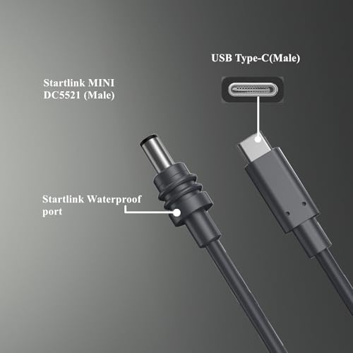 Starlink Mini Power Cord, Work with 100W PD Charger and PD Power Bank for Starlink Mini (16.7ft) - size: 16.7 Feet