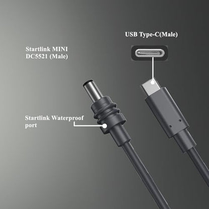 Starlink Mini Power Cord, Work with 100W PD Charger and PD Power Bank for Starlink Mini (10ft) - size: 10 Feet