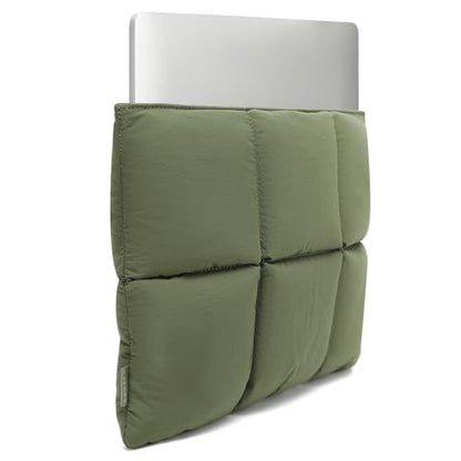 Puffy Laptop Sleeve 15 inch 16 inch, Green | Pillow Shape Laptop Sleeve, Compatible MacBook Air 15 in M4 2025 & MacBook Pro 15/16 in M1 M2 M3 M4 M5 2024 - color: Green, size: For 15"-16" MBA/MAP M4 M3 M2 M1