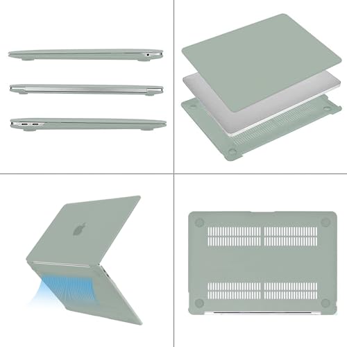 MOSISO Compatible with MacBook Air 13 inch Case M1 2021 2020 2019 2018 | A2337 A2179 A1932, Protective Hard Shell&Keyboard Cover&Screen Film&Pouch for MacBook Air 13.3 inch Case, Antique Green - color: Antique Green