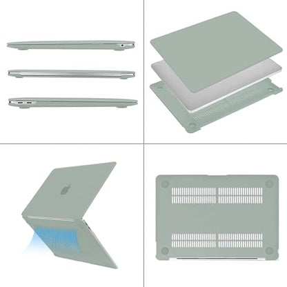 MOSISO Compatible with MacBook Air 13 inch Case M1 2021 2020 2019 2018 | A2337 A2179 A1932, Protective Hard Shell&Keyboard Cover&Screen Film&Pouch for MacBook Air 13.3 inch Case, Antique Green - color: Antique Green