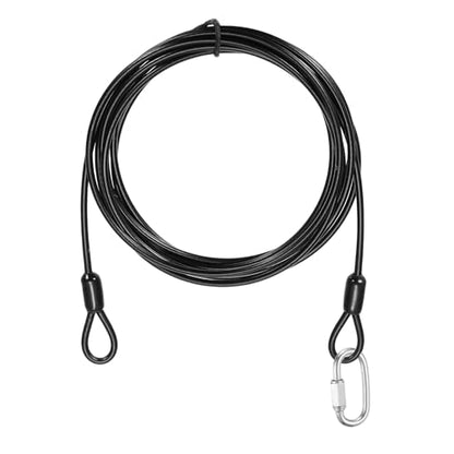 PATIKIL Security Cable Lock (1/8" Dia 8.2ft, Black) Vinyl Coated 304 Stainless Steel Double Loop Flexible Wire Rope Safety Cable with Quick Links Locking Connectors - color: Black, size: 1/8" x 8.2ft