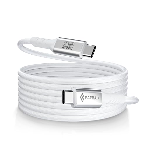 240W USB C to USB C Cable, 6.6FT Braided Type C Charger Cord Fast Charge for iPhone 16 15 Pro Max Samsung Galaxy S24 S23 MacBook Pro Laptops iPad Switch etc (White) - color: White