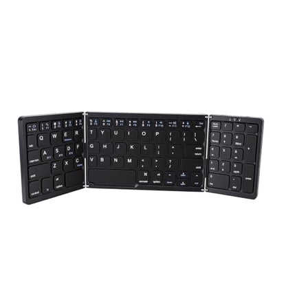 Foldable Keyboard and Mouse Combo, BT5.1 Full Size with Number Pad, 81 Keys, USB C Rechargeable, Scissor Switch, for Smartphone Laptop Tablet
