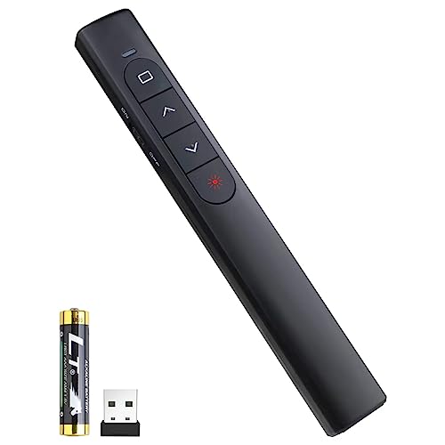Wireless Presenter Remote, Presentation Clicker with Hyperlink & Volume Remote Control PowerPoint Office Presentation Clicker for Keynote/PPT/Mac/PC/Laptop(Battery Included) - style: USB-Black